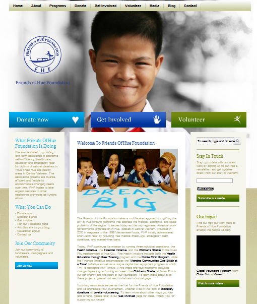 Friends of Hue Foundation – web design